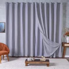 Cortina Voil Gaze De Linho 4,00 x 2,30/2,40/2,50/2,60/2,70/2,80 c/ Forro de Microfibra Alto Padrão