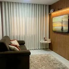 Cortina Voil Gaze De Linho 4,00 x 2,30/2,40/2,50/2,60/2,70/2,80 c/ Forro Blackout Grosso Alto Padrão