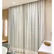 Cortina Trilho Suíço Duplo Voil De Linho 4,00 x 2,30/2,40/2,50/2,60/2,70/2,80 c/ Forro Blackout Grosso