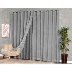 Cortina Voil Gaze De Linho 7,00 x 2,30/2,40/2,50/2,60/2,70/2,80 c/ Forro Blackout Grosso Alto Padrão