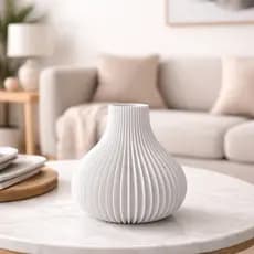 Vaso Decorativo Moderno 12cm Canelado Minimalista Para Sala Quarto Mesa Decoração Flores Quarto