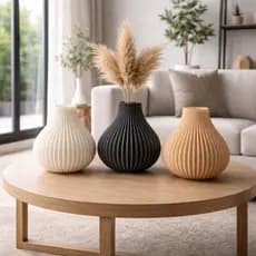 Vaso Kit 3 Vasos Decorativos Moderno 15cm Sala Quarto Decoração Minimalista Mesa Centro Escritorio