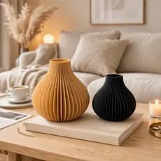 kit 2 Vasos Decorativo 15 e 12 cm Canelado Moderno Plantas Sala Quarto Decoração Minimalista