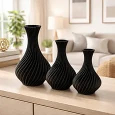 Kit 3 Vasos Decorativos Espiral Moderno Decoração Mesa Sala Quarto Ambiente Minimalista Escritorio