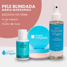 Monte o Kit | Pó de Tapioca + Fixador ou Drops Maria Margarida | Spray para Maquiagem Pele Blindada