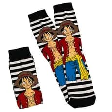 Meia Cano Alto One Piece Luffy Listrada Anime Geek Academia