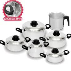 Jogo De Panelas 2mm Grossa Polida Espelhada  + 1 Fervedor Nº12