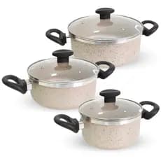 Conjunto de Panelas Grossas 3mm Antiaderente Teflon Alta Qualidade 3 Peças