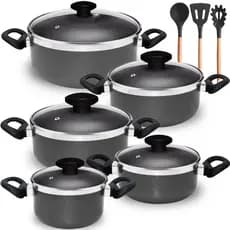 Conjunto 5 Caçarolas Antiaderente Cozimento Saudável Uso Diário Revestimento Premium 16 a 24cm