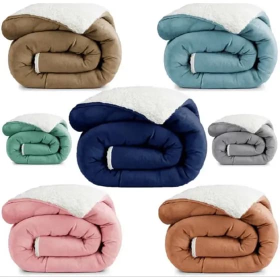 Coberdrom Casal Queen Size Sherpa Cobertor Edredom Inverno Pele Lã Carneiro Super Macio Suave Confortável Luxo Cor Cinza