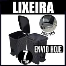 LIXEIRA 7 LITROS PEDAL PEQUENA PRETO CESTO TRAMA COZINHA BANHEIRO OFERTA