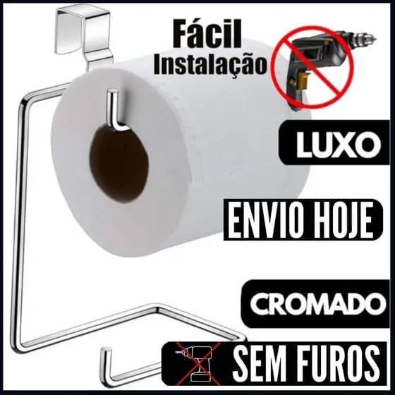 SUPORTE PAPEL HIGIÊNICO PARA CAIXA ACOPLADA PRIVADA REFORÇADO DUPLO PORTA CROMADO ARAMADO PARA DOIS ROLOS