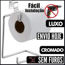 SUPORTE PAPEL HIGIÊNICO PARA CAIXA ACOPLADA PRIVADA REFORÇADO DUPLO PORTA CROMADO ARAMADO PARA DOIS ROLOS