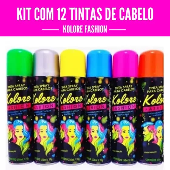KIT Com 12  Tintas de Cabelo Kolore Fashion para Cabelo- 150ML Cores Sortidas