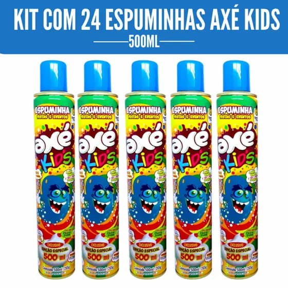 KIT Com 24 Espuminhas AXÉ KIDS Branca De Carnaval- 500 ML - PROMOCIONAL - R.9,99 Cada