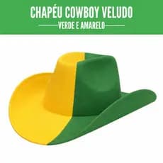 Chapéu Cowboy Veludo Brasil Verde E Amarelo Copa Do Mundo