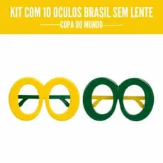 Kit com 10 Óculos Brasil sem Lente Modelos Sortidos – Festa e Torcida