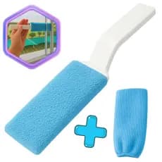 Espátula Transpasse com Refil Para Limpeza de Vidros Box com pano de Microfibra e Cabo Raspador Frestas Portas de Correr