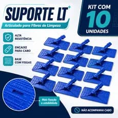 Kit 10 Suporte LT Limpeza Pesada Fixa Fibra Verde Abrasiva Articulador P/ Rodo Sem Cabo Profissional