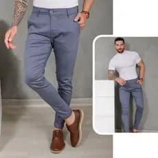 Calça Social Slim Fit Sport Fino Acetinada Bolsos Embutidos