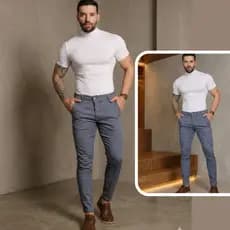 Calça Alfaiataria Masculina Sport Fino Tecido Acetinado Slim Fit Premium Luxo Quality