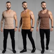 KIT 3 REGATAS CANELADAS RIBANA– Algodão com Elastano Modelagem Gringa Slim