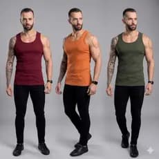 Kit 3 Regatas Masculina Algodão com Elastano Estilo Americano Luxo Premium Exclusiva