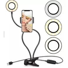 Ring light de mesa 2 em 1 com suporte de celular para maquiagem