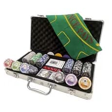 Kit Maleta Jogo de Poker 300 Fichas Numeradas com Baralho e Dados
