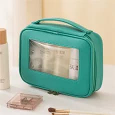 Nécessaire Portátil Bolsa de Cosméticos Com Detalhe em PVC Transparente