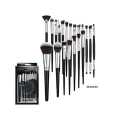 Kit 20 Pincéis Profissional – Pincéis de Maquiagem Preto e Marrom