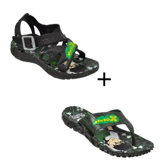 Kit 2 Pares Leve e Confortável Sandália Papete + Chinelo Ben 10 Infantil