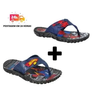 Kit 2 Pares Chinelo Infantil Homem Aranha, Ben 10, Capitão America