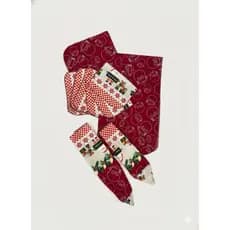 Kit Cozinha de Natal Com 10 peças Estampadas natalinas Jogo De Cozinha Capas e Caminho de mesa Verde e Vermelho