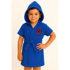 Roupão atoalhado azul royal - Homem Aranha, Capitão America, Sonic - Pós banho, praia, piscina - Baby, infantil, juvenil