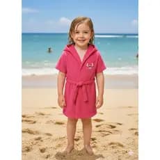 Roupão atoalhado pink Stitch rosa e Stitch azul - Pós banho, praia e piscina - Com capuz