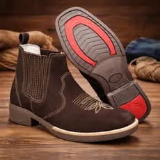 Botina Country Masculina Texana Bico Quadrado Couro Legítimo
