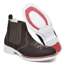 Bota Butina Country Texana Em Couro Masculina Botina Cowboy