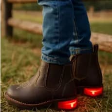 Botina Infantil em Couro Bota Unissex com Luz de Led no Solado