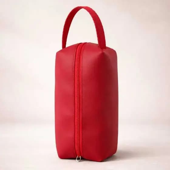 Necessaire Vermelha Média 22cm x 11cm – Bolsa Porta-Maquiagem, Higiene Pessoal em Sintético Unisex