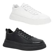 Kit 2 Pares Tênis Ajuste Elástico Sola Costurada Palmilha Gel Couro Macio
