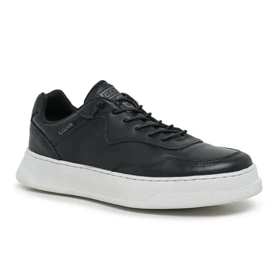 Tênis Masculino Casual Sola Costurada Ajuste Elástico Couro Sneaker Calce Fácil Leve