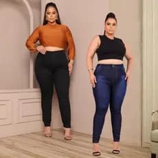 KIT 02 Calças Feminina Jeans 46 ao 56 plus size Direto Da Fabrica Skinny Cintura Alta com Elastano