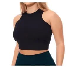Blusinha Cropped Feminino Casual Regata Moda Canelada Ribana Costas Nadador Top Básico Justo