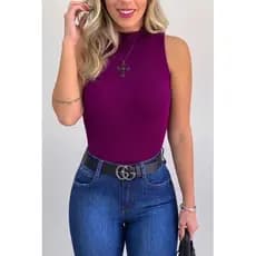 Blusa Regata Gola Alta Feminina Sem Bojo Blusinha Com Lycra Modeladora Multiuso Super Moda Blogueira
