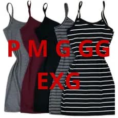 Vestido Midi Feminino Liso e Listrado Alça Fina Vestido Curto Alcinha Tubinho Sem Bojo Moda blogueira