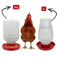 Comedouro Automático 5 Kg e Bebedouro Rosca 5 Litros Grande P/ Galinhas Aves