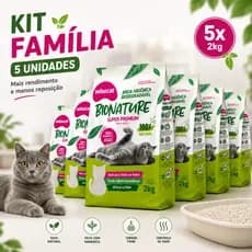 Kit 5un Areia Higiênica Biodegradável Gato Grãos Médios Mandioca Torrão Sólido Anti Odor 10kg