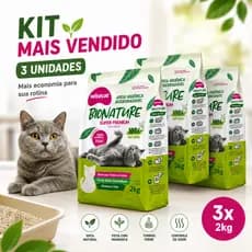 Kit 3 Areias Gato Biodegradável Grãos Médios Alto Rendimento Natural Anti Odor Mandioca