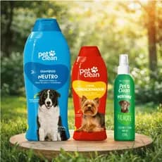 Kit Banho Cachorro Pet Clean Shampoo 700ml + Condicionador + Perfume Filhote Shih Tzu Poodle Golden